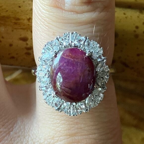 Natural Star Ruby Sterling Silver Ring Size 8 - Picture 2 of 10